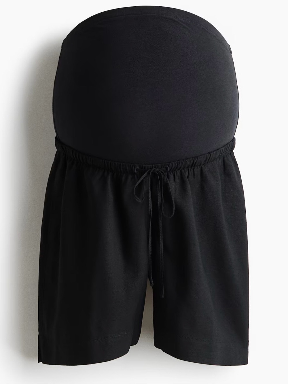 H&M Mama Black Maternity Linen-Blend Shorts